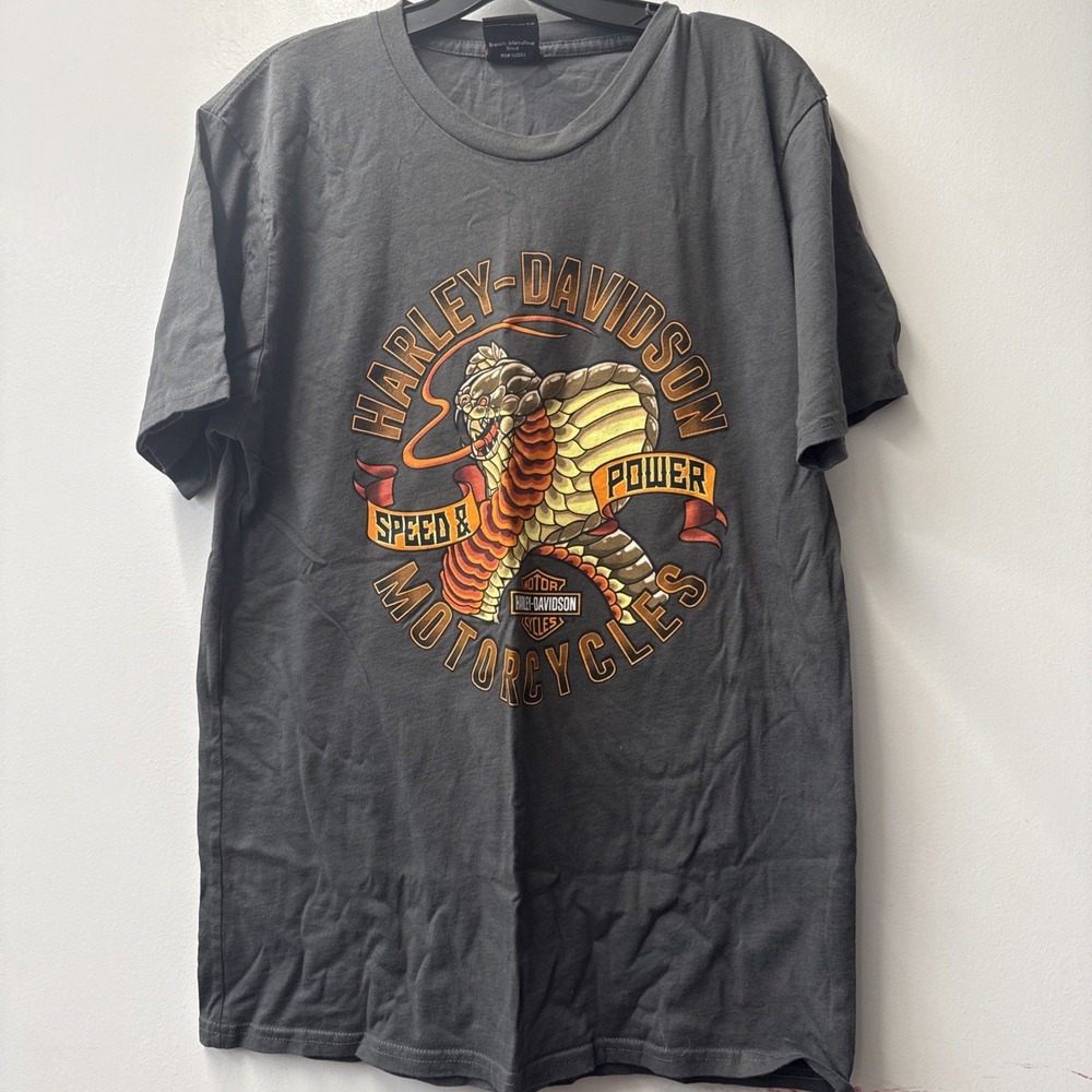 Harley Davidson Speed & Power St Charles, MO Striking Cobra Men Shirt Gray L